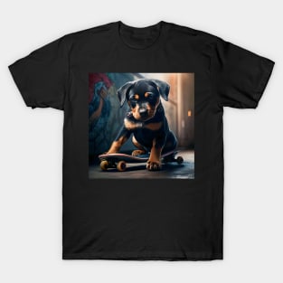 Rottweiler puppy skateboarder T-Shirt